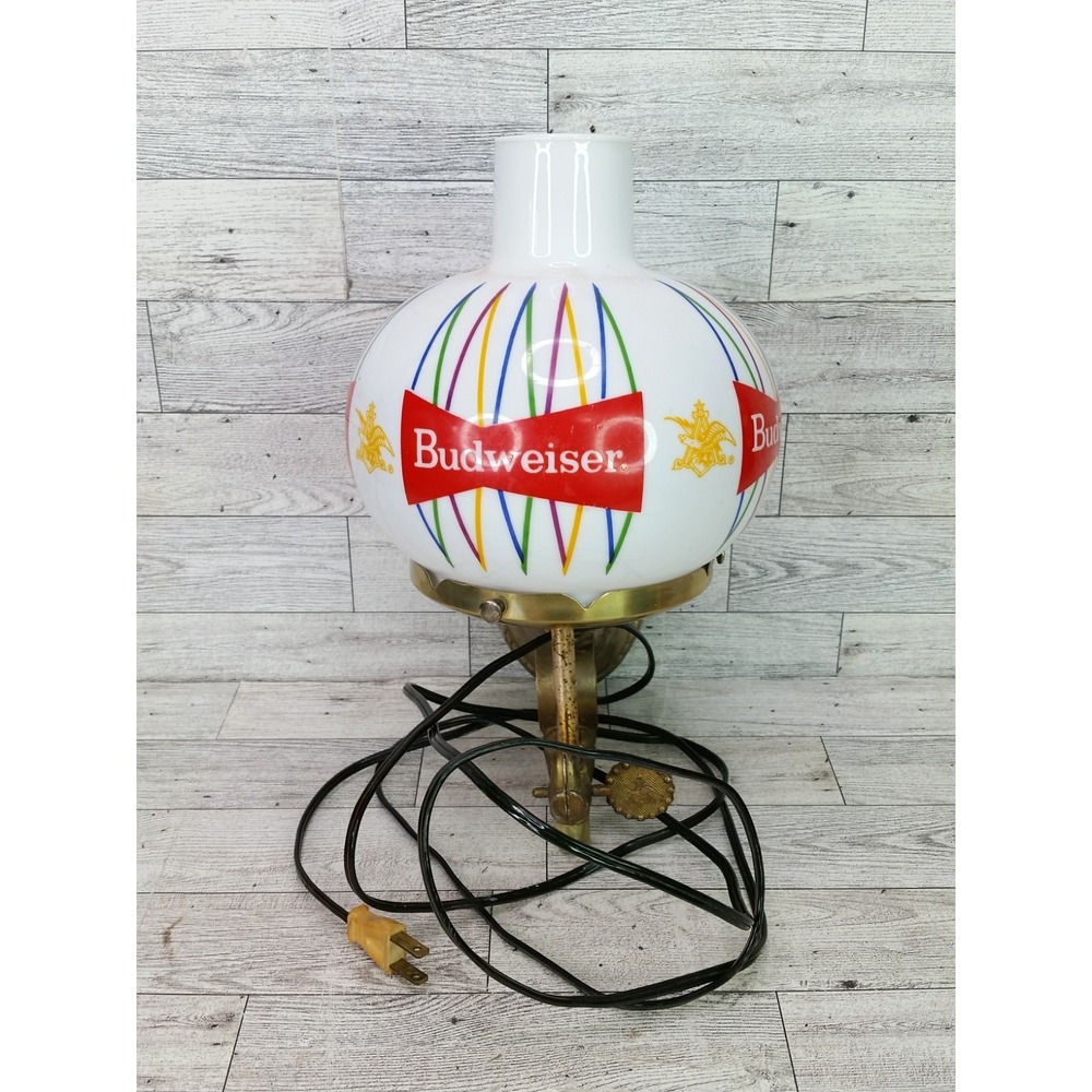 Vintage Anheuser-Busch Budweiser Beer Wall Sconce Glass Globe Promo Lamp Light